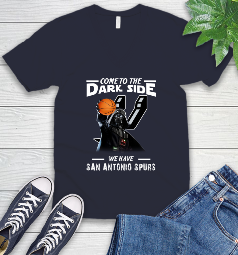 NBA Come To The Dark Side We Have San Antonio Spurs Star Wars Darth Vader Basketball V-Neck T-Shirt 2