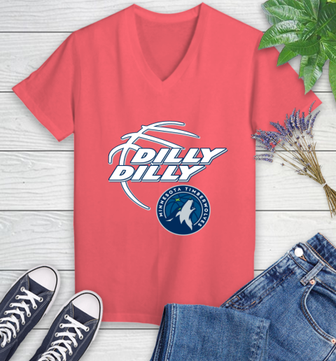 NBA Minnesota Timberwolves Dilly Dilly Basketball Sports Women's V-Neck T-Shirt 6