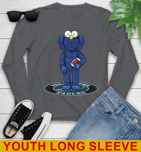 NFL Football Philadelphia Eagles Kaws Bff Blue Figure Shirt Youth Long Sleeve 9
