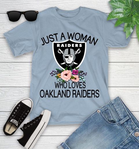 NFL Just A Woman Who Loves Oakland Raiders Football Sports Youth T-Shirt 6