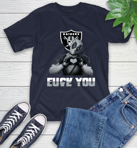 NHL Oakland Raiders Deadpool Love You Fuck You Football Sports T-Shirt 3