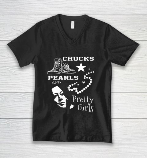 Chucks Pearls and Pretty Girls Kamala Harris Inauguration V-Neck T-Shirt