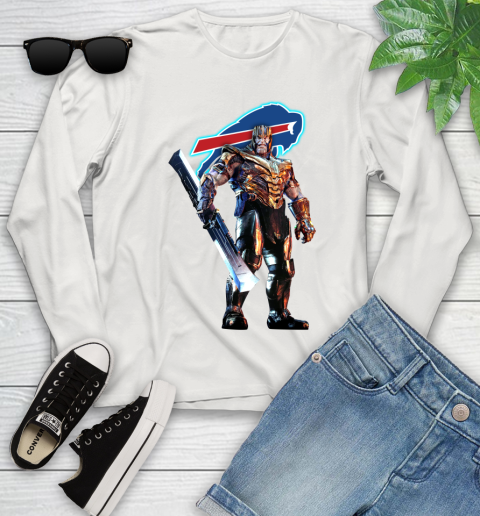 NFL Thanos Gauntlet Avengers Endgame Football Buffalo Bills Youth Long Sleeve 12