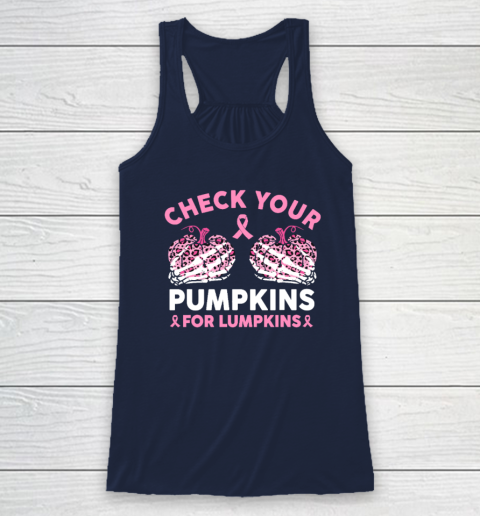 Check Your Pumpkins Breast Cancer Awareness Halloween Racerback Tank 5