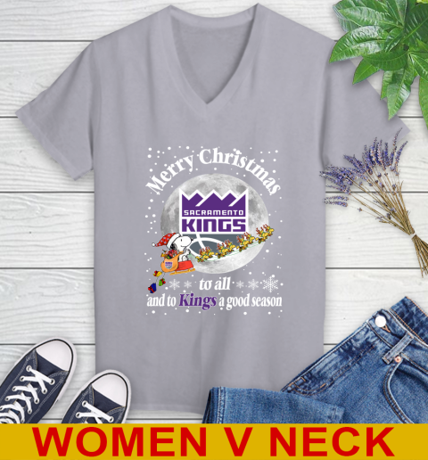 Sacramento Kings Merry Christmas To All And To Kings A Good Season NBA Basketball Sports Women's V-Neck T-Shirt 4