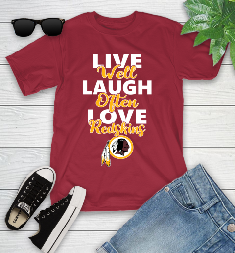NFL Football Washington Redskins Live Well Laugh Often Love Shirt Youth T-Shirt 12
