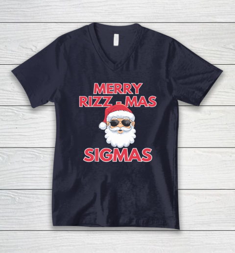 Merry Rizz Mas Sigmas Gen Alpha Middle School Christmas V-Neck T-Shirt 2