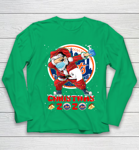 New York Mets Funny Santa Claus Dabbing Christmas 2020 MLB Youth Long Sleeve 4