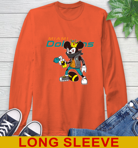 Miami Dolphins NFL Football Mickey Peace Sign Sports Long Sleeve T-Shirt 5