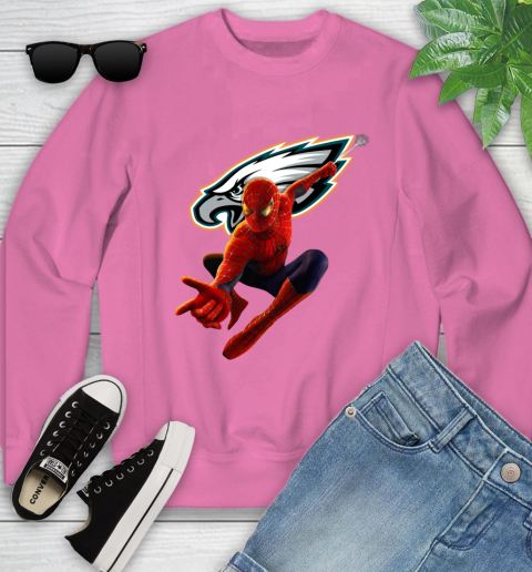 NFL Spider Man Avengers Endgame Football Philadelphia Eagles Youth Sweatshirt 7