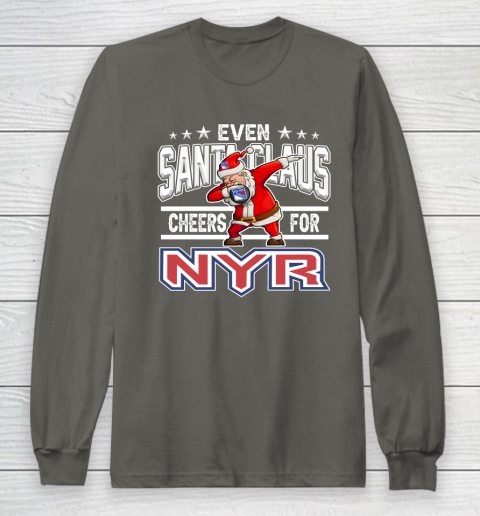 New York Rangers Even Santa Claus Cheers For Christmas NHL Long Sleeve T-Shirt 5