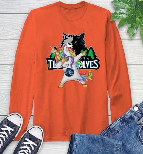 Minnesota Timberwolves NBA Basketball Funny Unicorn Dabbing Sports Long Sleeve T-Shirt 5