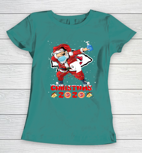 Kansas City Chiefs Funny Santa Claus Dabbing Christmas 2020 NFL Women's T-Shirt 10
