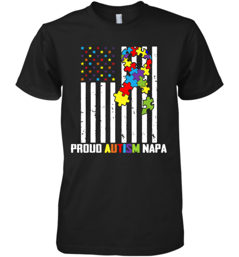 Autism Awareness Shirt American Flag Proud Autism Napa Premium Men's T-Shirt