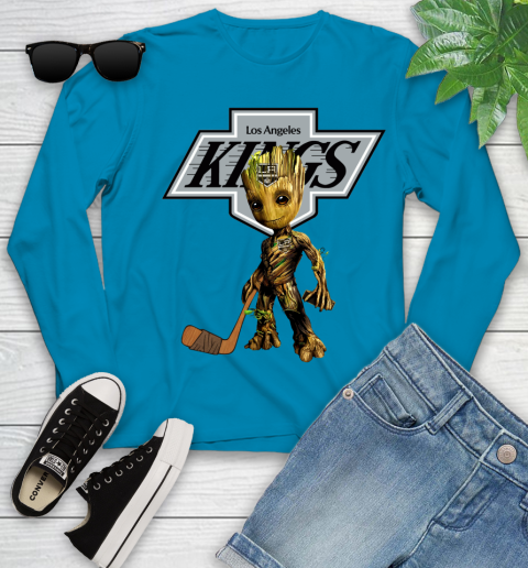 Los Angeles Kings NHL Hockey Groot Marvel Guardians Of The Galaxy Youth Long Sleeve 7
