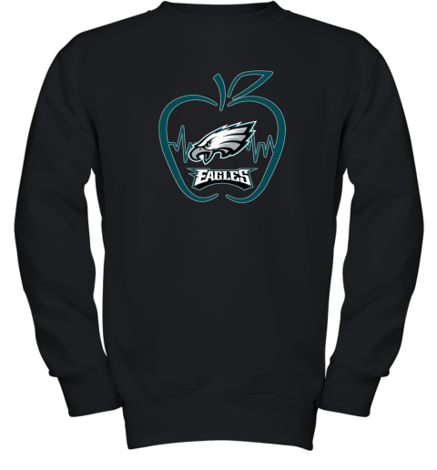 Apple Heartbeat Teacher Symbol Philadelphia Eagles Youth Sweatshirt