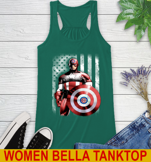 Chicago Cubs MLB Baseball Captain America Marvel Avengers American Flag Shirt Racerback Tank 5