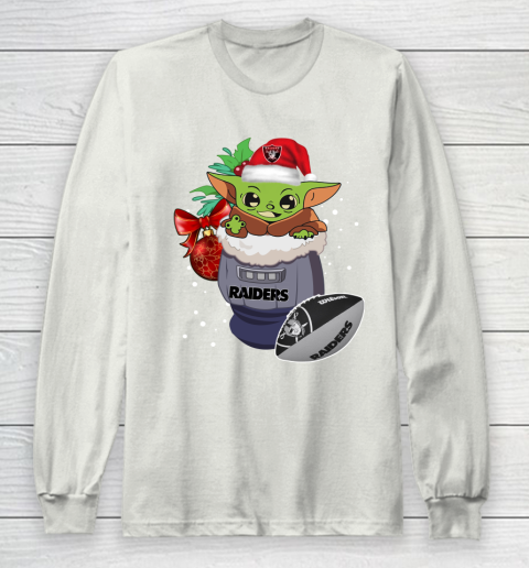 Oakland Raiders Christmas Baby Yoda Star Wars Funny Happy NFL Long Sleeve T-Shirt 12