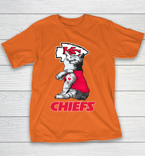 NFL Football My Cat Loves Kansas City Chiefs Youth T-Shirt 5 NFL Football My Cat Loves Kansas City Chiefs Youth T-Shirt - Image 5