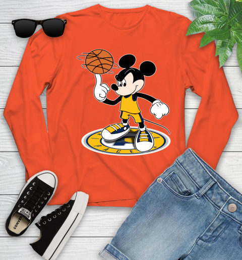 NBA Basketball Indiana Pacers Cheerful Mickey Disney Shirt Youth Long Sleeve 4