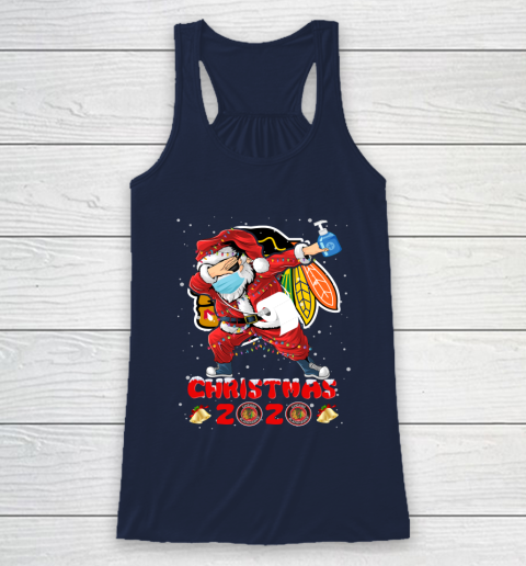 Chicago Blackhawks Funny Santa Claus Dabbing Christmas 2020 NHL Racerback Tank 8