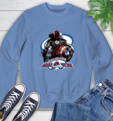 NHL Captain America Thor Spider Man Hawkeye Avengers Endgame Hockey Colorado Avalanche Sweatshirt 11