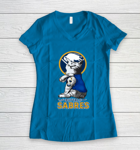 NHL My Cat Loves Buffalo Sabres Hockey Women's V-Neck T-Shirt 5