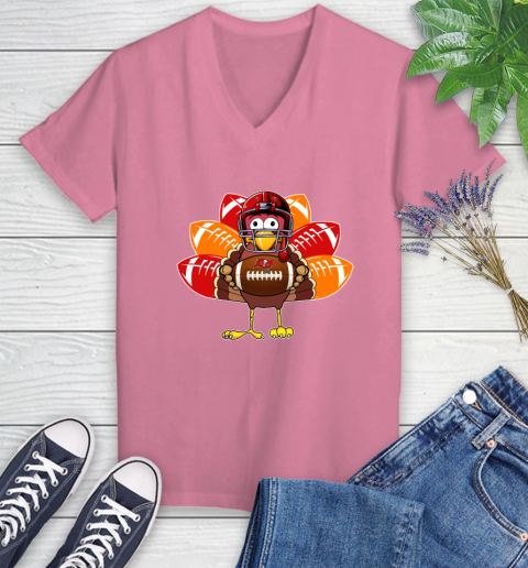 Tampa Bay Buccaneers Turkey Thanksgiving Day Women's V-Neck T-Shirt 13