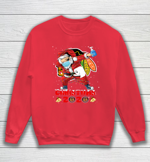 Chicago Blackhawks Funny Santa Claus Dabbing Christmas 2020 NHL Sweatshirt 7