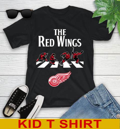 NHL Hockey Detroit Red Wings The Beatles Rock Band Shirt Youth T-Shirt