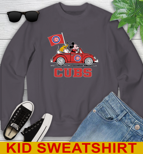 MLB Baseball Chicago Cubs Pluto Mickey Driving Disney Shirt Youth Sweatshirt 6