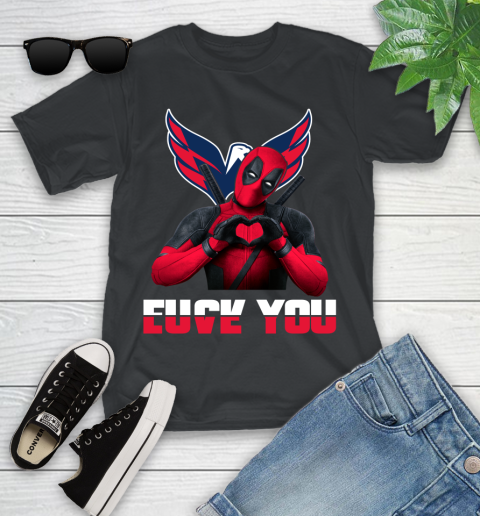 NHL Washington Capitals Deadpool Love You Fuck You Hockey Sports Youth T-Shirt