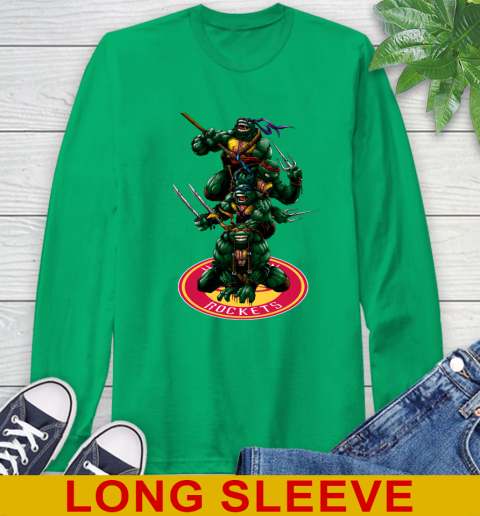 NBA Basketball Houston Rockets Teenage Mutant Ninja Turtles Shirt Long Sleeve T-Shirt 7