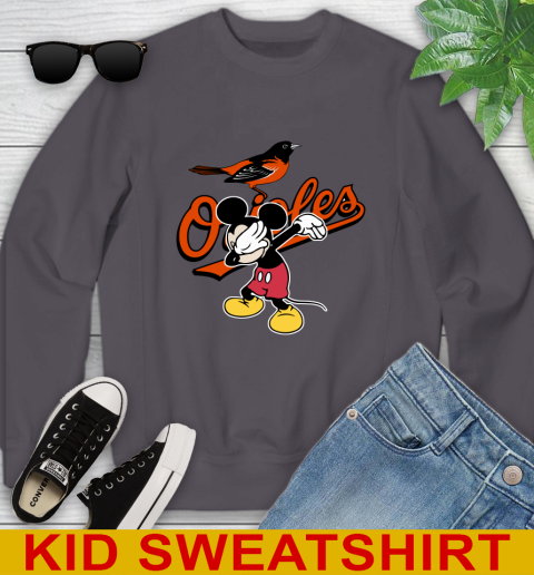 Baltimore Orioles MLB Baseball Dabbing Mickey Disney Sports Youth Sweatshirt 6