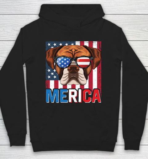 Independence Day Boxer Merica Flag 4th of July Dog American Puppy Patriotic Hoodie