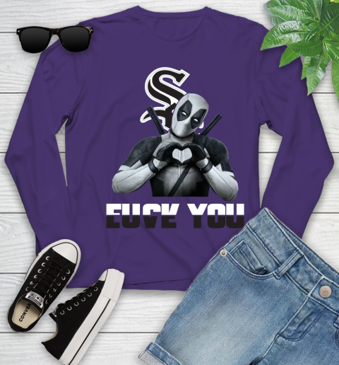 MLB Chicago White Sox Deadpool Love You Fuck You Baseball Sports Youth Long Sleeve 4