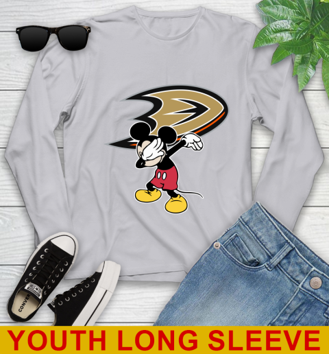 Anaheim Ducks NHL Hockey Dabbing Mickey Disney Sports Youth Long Sleeve 6