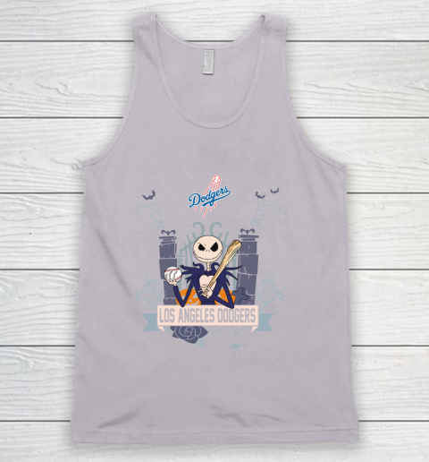 MLB Los Angeles Dodgers Baseball Jack Skellington Halloween Tank Top 3