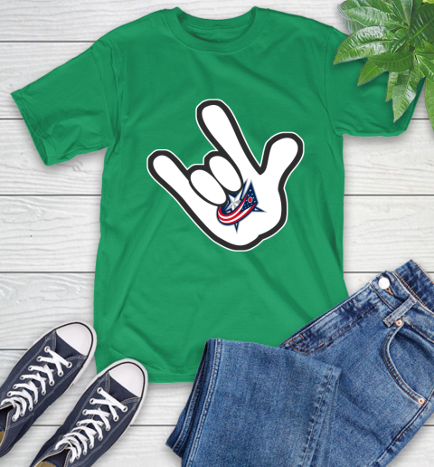Columbus Blue Jackets NHL Hockey Mickey Rock Hand Disney T-Shirt 7