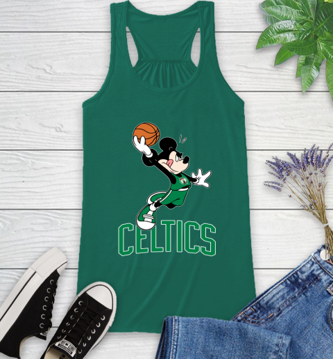 NBA Basketball Boston Celtics Cheerful Mickey Mouse Shirt Racerback Tank 7