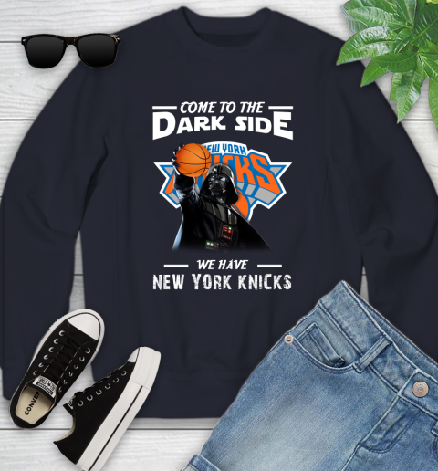 NBA Come To The Dark Side We Have New York Knicks Star Wars Darth Vader Basketball Youth Sweatshirt 2