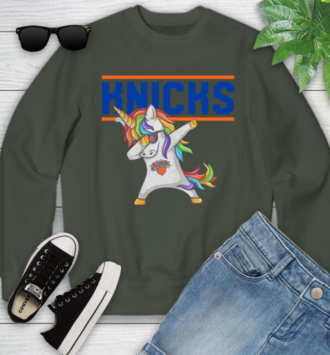 New York Knicks NBA Basketball Funny Unicorn Dabbing Sports Youth Sweatshirt 10
