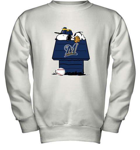 Milwaukee Brewers Snoopy And Woodstock Resting Together MLB Youth Sweatshirt