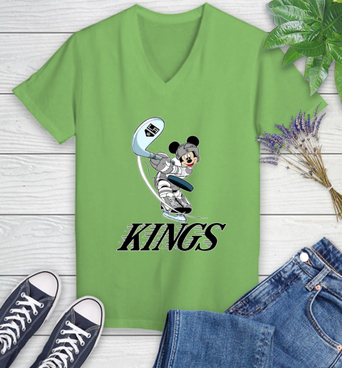 NHL Hockey Los Angeles Kings Cheerful Mickey Mouse Shirt Women's V-Neck T-Shirt 9