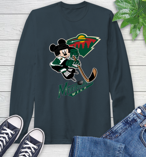 NHL Minnesota Wild Mickey Mouse Disney Hockey T Shirt Long Sleeve T-Shirt 8