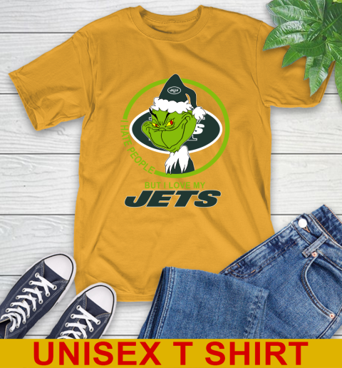 New York Jets NFL Christmas Grinch I Hate People But I Love My Favorite Football Team T-Shirt 3