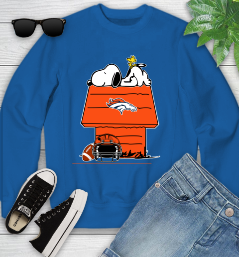 Denver Broncos NFL Football Snoopy Woodstock The Peanuts Movie Youth Sweatshirt 8