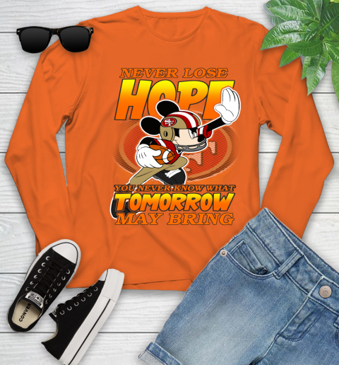 San Francisco 49ers NFL Football Mickey Disney Never Lose Hope Youth Long Sleeve 3