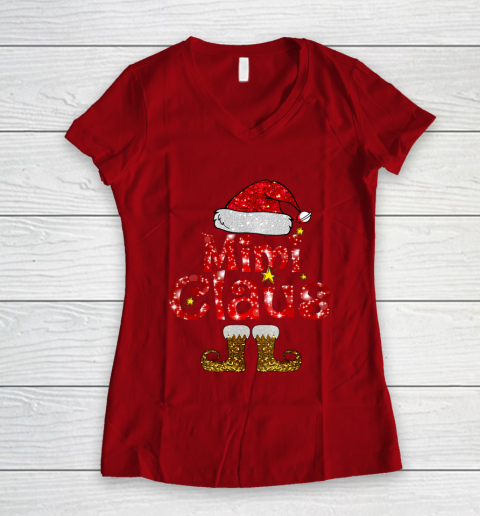 Funny Santa Mimi Claus Merry Christmas Women's V-Neck T-Shirt 8