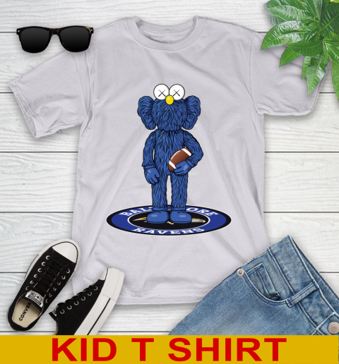 NFL Football Baltimore Ravens Kaws Bff Blue Figure Shirt Youth T-Shirt 6 NFL Football Baltimore Ravens Kaws Bff Blue Figure Shirt Youth T-Shirt - Image 6